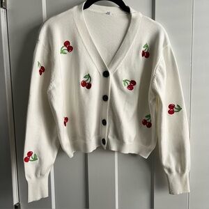 Cherry Cropped Sweater Sz M
